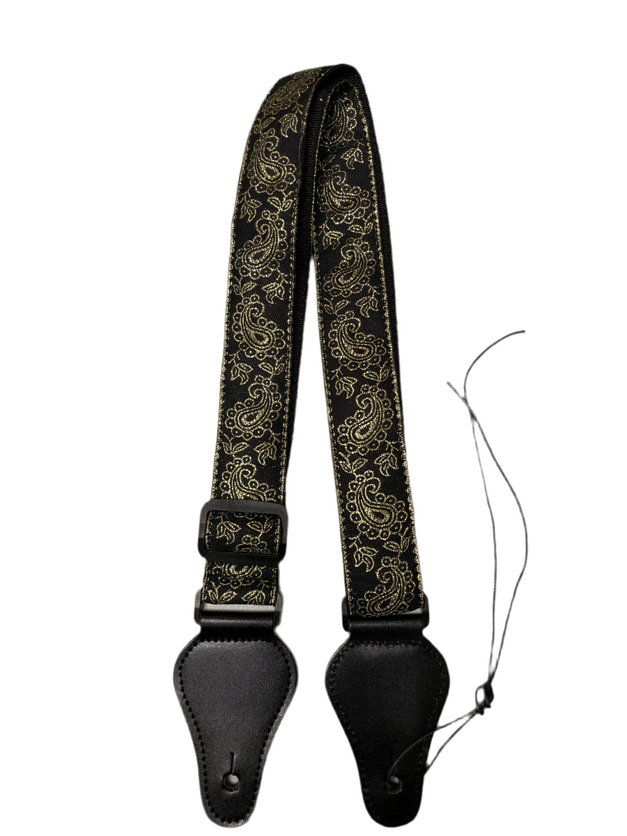 Ukulele Strap STRAP/SD07 Black & Gold Paisley