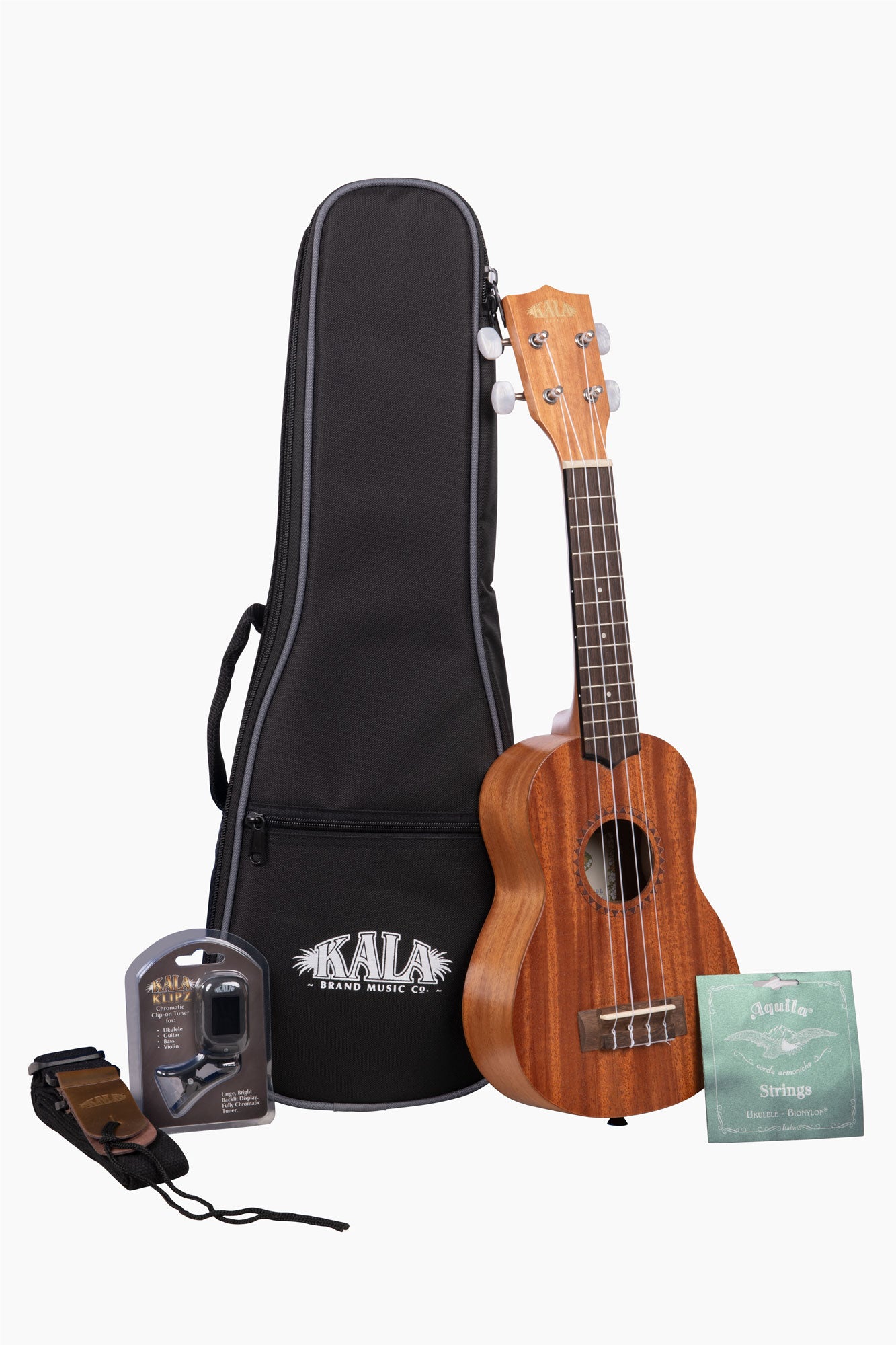 Kala Mahogany Ukulele Bundle (KA-15 series - 3 sizes)