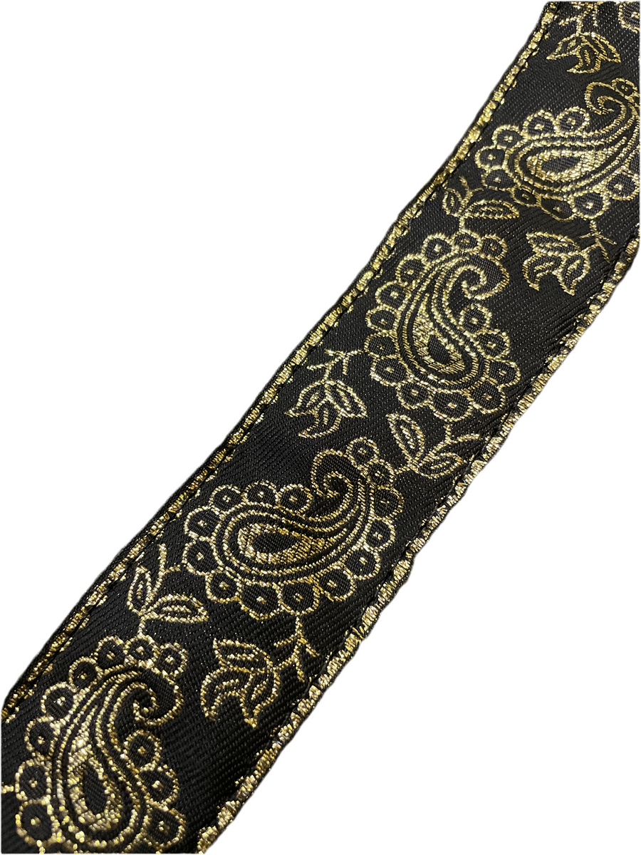 Ukulele Strap STRAP/SD07 Black & Gold Paisley