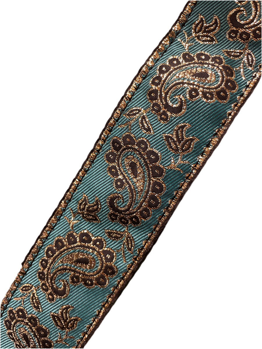 Ukulele Strap STRAP/SD08 Green & Gold Paisley