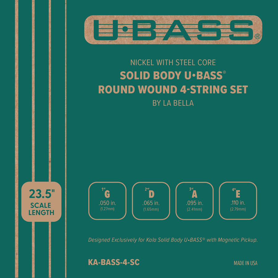 Kala Nickel with Steel Core Solid Body U•BASS® Round Wound 4-String Set