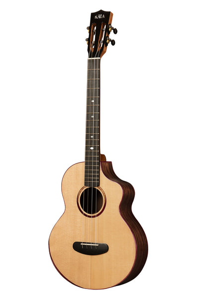 Kala Contour All Solid Gloss Spruce Rosewood Baritone Ukulele with Cutaway