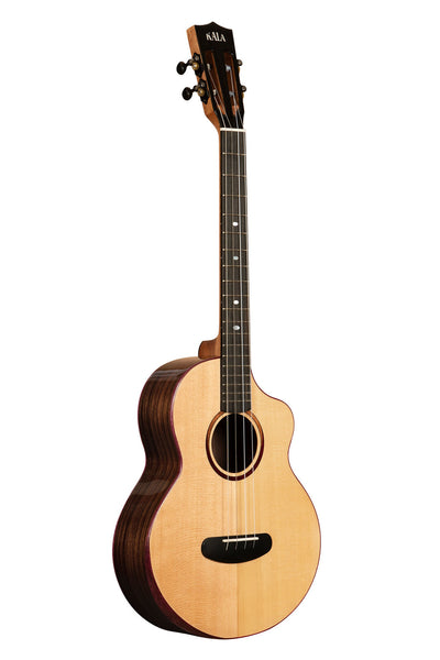 Kala Contour All Solid Gloss Spruce Rosewood Baritone Ukulele with Cutaway