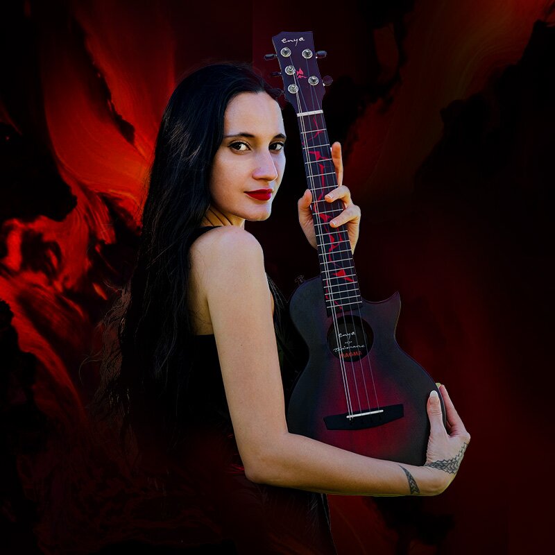 Enya MOON Taimane Magma 5-String Tenor Ukulele with pickup