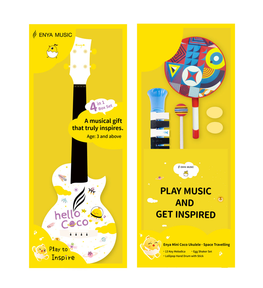 Enya Nova U Mini Coco Ukulele and Percussion Set (4-in-1 pack)