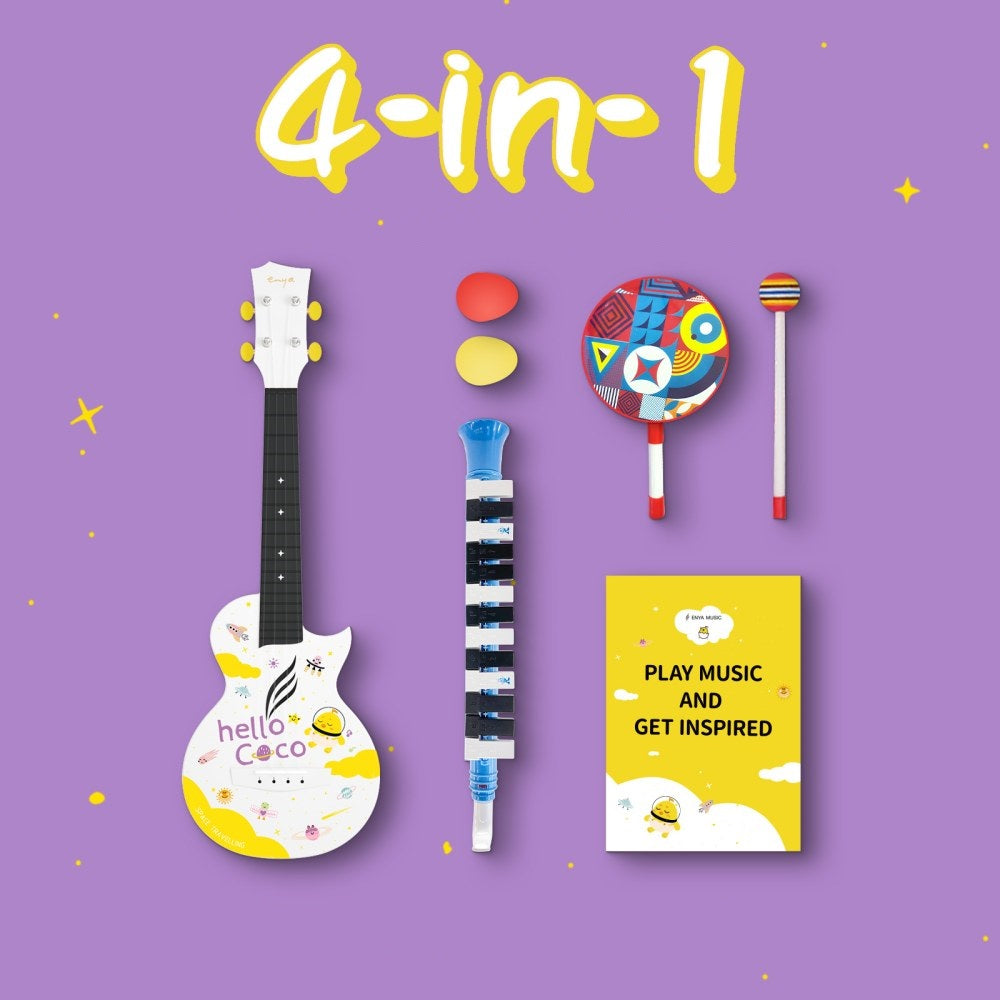 Enya Nova U Mini Coco Ukulele and Percussion Set (4-in-1 pack)