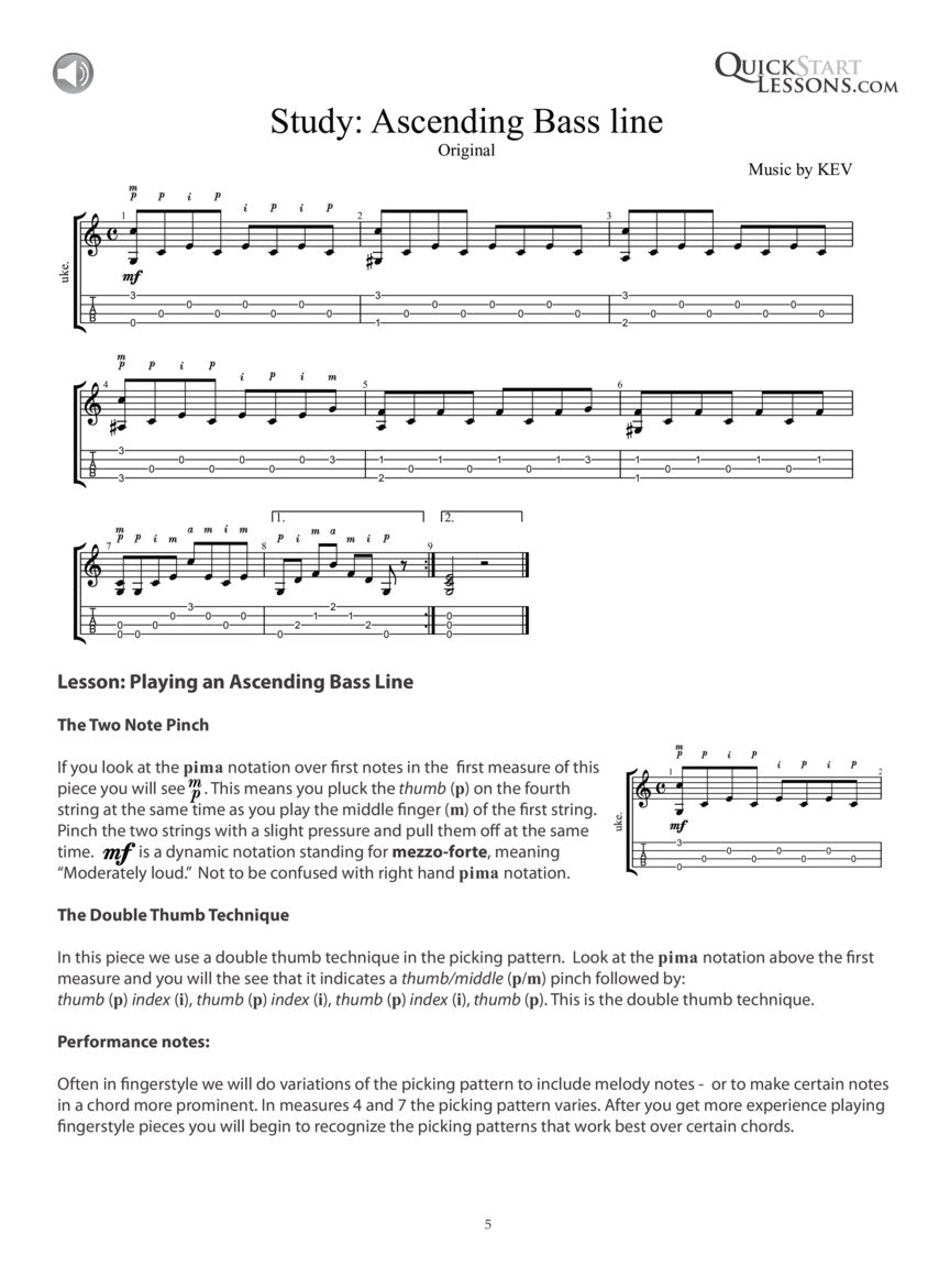 Kev's QuickStart for Fingerstyle Ukulele Volume 2 Book