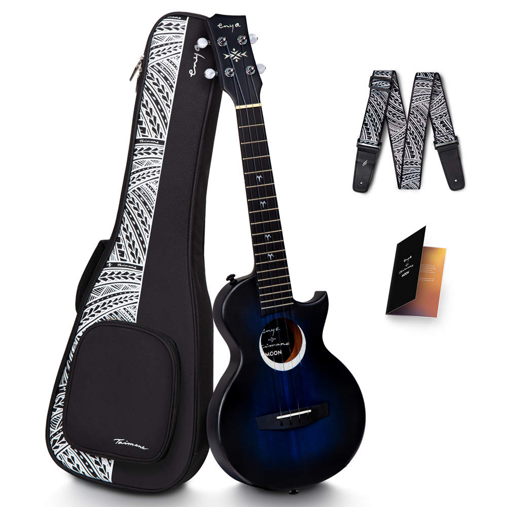 Enya MOON Taimane Signature Tenor Ukulele with pickup (Blue)