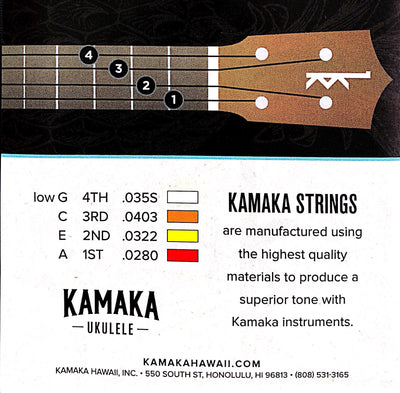 Kamaka Soprano /Concert Ukulele Strings (Low G)