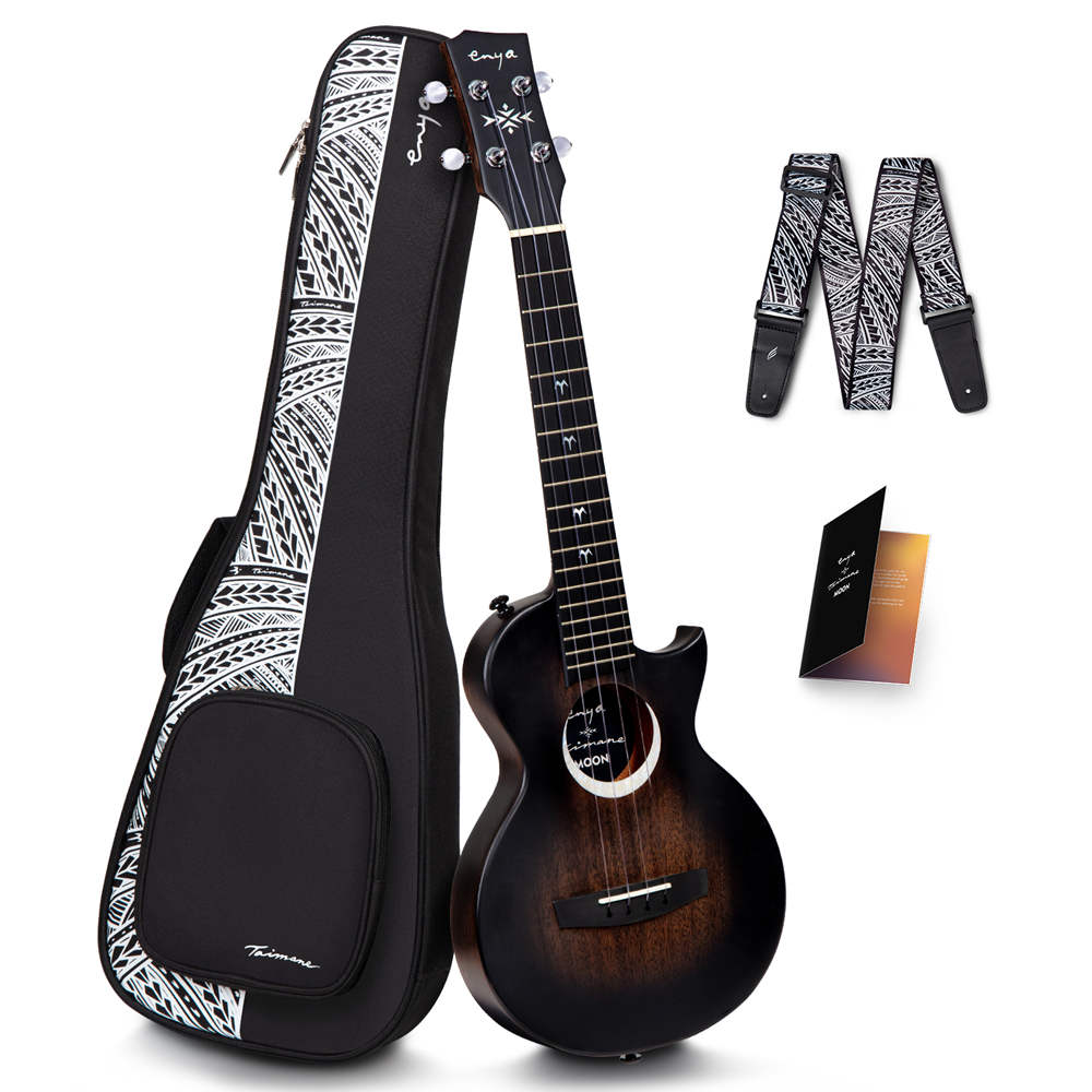 Enya MOON Taimane Signature Tenor Ukulele with pickup (Black)